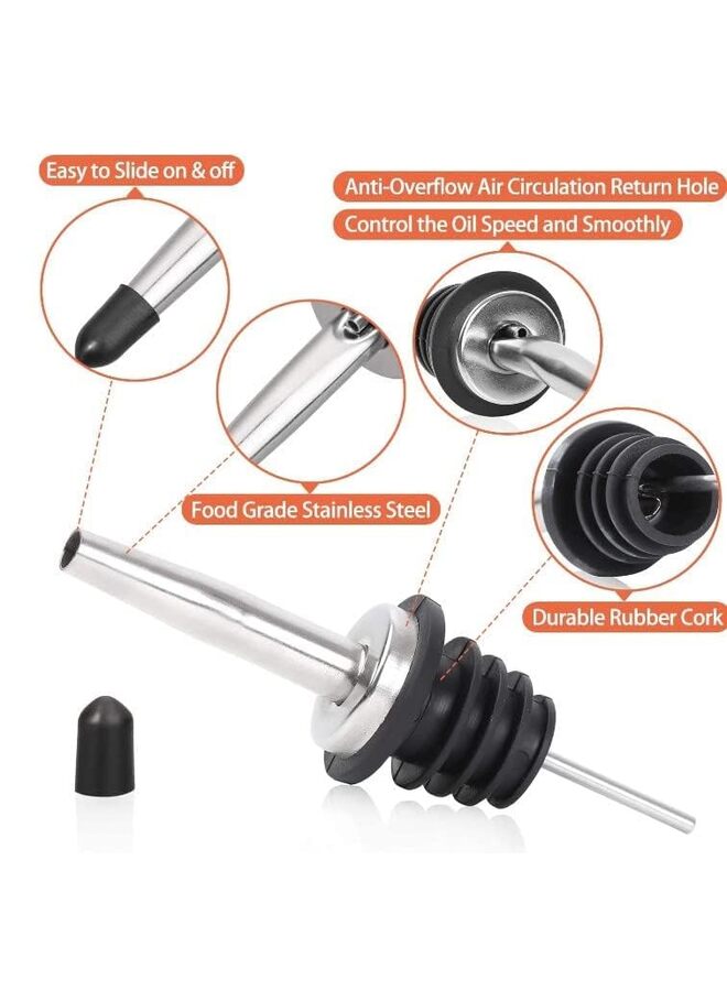 LAMAY Stainless Steel Classic Bottle Pourers Tapered Spout - Liquor Pourers with Rubber Dust Caps 48 pcs Black - Image 5